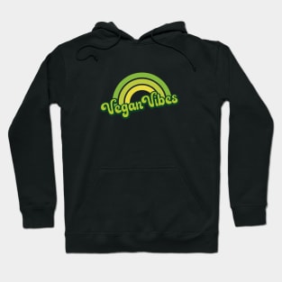 Vegan Vibes Retro Rainbow Green Hoodie